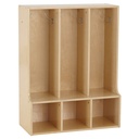 Ecr4Kids Streamline 3-Section Toddler Coat Locker with Bench, Natural