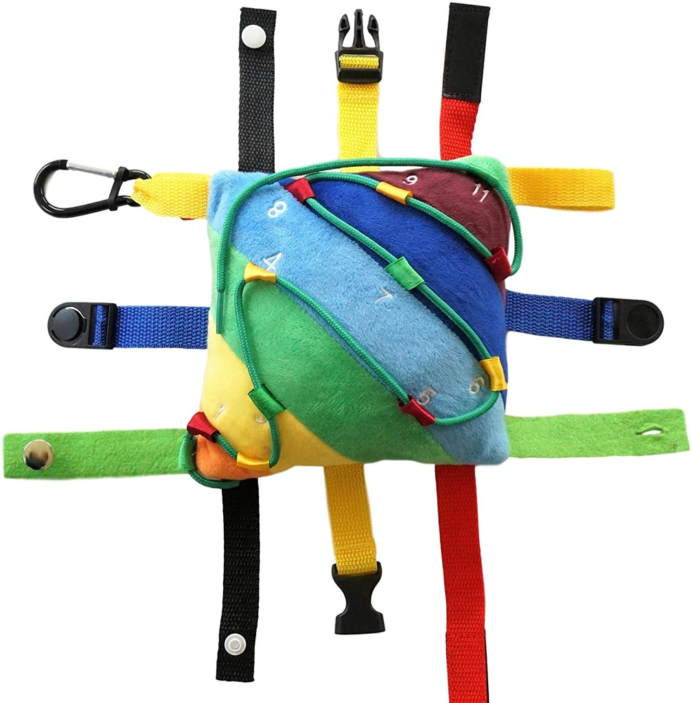 Sensory4u Sensory Buckle Pillow Fine Motor Development Toy Activity - Plus Threading Counting and Zipper Skills All in One