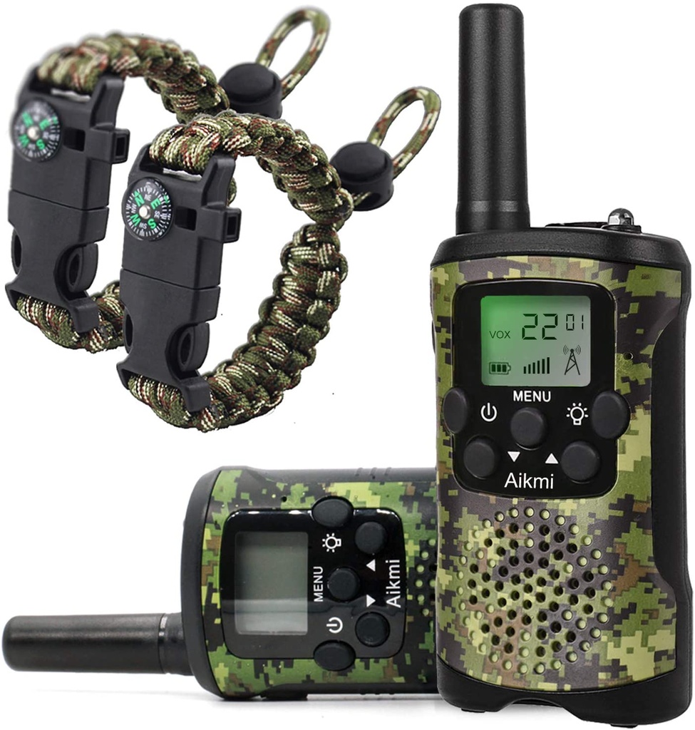 Aikmi Walkie Talkies for Kids 22 Channel 2 Way Radio 3 Miles Long Range Handheld Walkie Talkies Durable Toy Best Birthday Gifts for 6 Year Old Boys and Girls fit Adventure Game Camping (Green Camo 1)