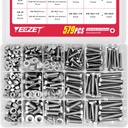 YEEZET 579PCS Bolts and Nuts Kit 1/4-20 5/16-18 3/8-16 Stainless Steel 18-8 Heavy Duty Hex Bolts Nuts Washers Assortment Kit,Includes 15 Most Common Sizes