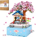 Music Box Series Building Blocks,DIY Building Block Creative Construction Play Set, Castle Music Box/Sakura Music Box Bricks Model Set, for Boys Girls (Sakura Music Box)