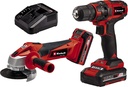 Einhell Tool set TC-TK 18 Li Kit Power X-Change (lithium-ion, TC-CD 18/35 Li Drill Driver + TC-AG 18/115 Li Angle Grinder, Including 1.5 Ah and 3.0 Ah Rechargeable Battery and Charger)