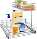 Pull Out Cabinet Organizer, AHNR 2-Tier Under Sink Slide Out Kitchen Cabinet Storage Shelves with Sliding Storage Drawer for Cabinet - 12.6W x 16.5D x 13H, Request at Least 13 Cabinet Opening