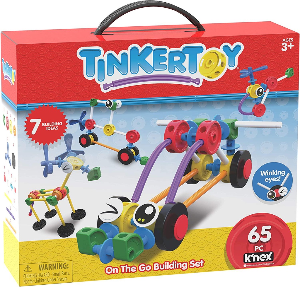 Tinkertoy On The Go Building Set - 65 Parts - Ages 3 and Up - Creative Preschool Toy