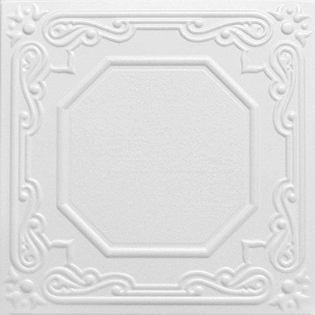 A La Maison Ceilings R32c Topkapi Palace Foam Glue-up Ceiling Tile (21.6 sq. ft./Case), Pack of 8, Plain White, 21