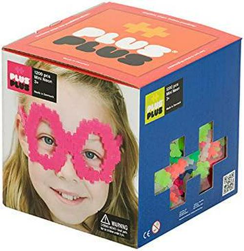 PLUS PLUS - Open Play Set - 1,200 Piece - Neon Color Mix, Construction Building Stem / Steam Toy, Interlocking Mini Puzzle Blocks for Kids
