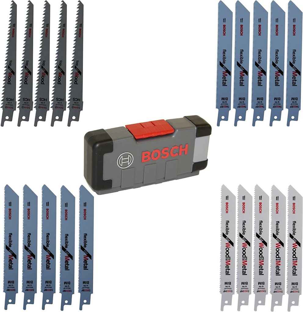 Bosch Professional 20-Piece Recip Saw Blades Tough Box Top for Wood and Metal Set (For Wood and Metal, Accessories for Recip Saws)
