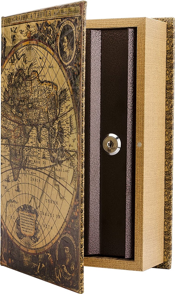 BARSKA CB12480 Antique Map Diversion Book Lock Box, Multi