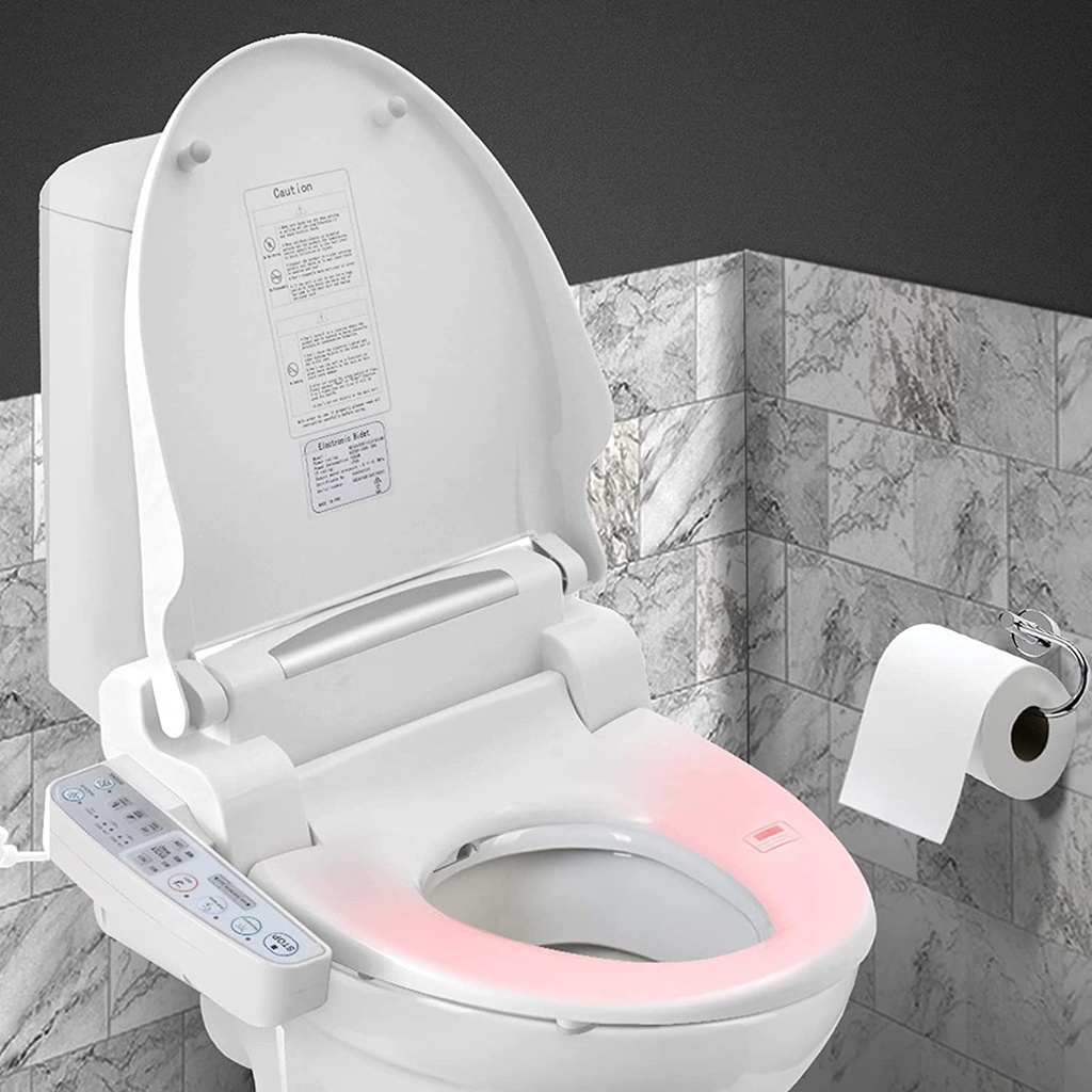 Bidet Seat Electric Smart Toilet Seat Warm Adjustable Self-Cleaning Nozzles W/Soft-Close Lid Feminine Posterior Oscillating Massage Bathroom Accessories Easy Install