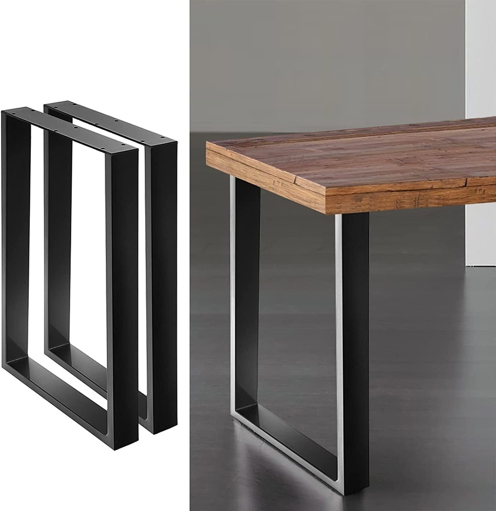 Artiss 2X Iron Table Legs 200Kg Weight Support 71Cm(H) X 65Cm(L) DIY for Dining Coffee Tables Vintage Bench Non-Slip Pads Pre-Drilled Holes Rectangle Industrial Box Shape Black Feet