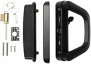Lehom Sliding Glass Door Handle Set Sliding Patio Door Handle Set with Latch Sliding Door Handle Set Door Thickness from 0.75In to 1.4In, 4-15/16" Screw Holes, Lock Outside, Reversible Design, Black