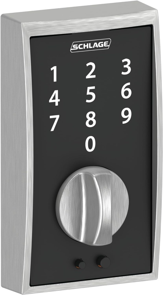 Schlage BE375 CEN 626 Touch Keyless Touchscreen Electronic Deadbolt Lock, Satin Chrome