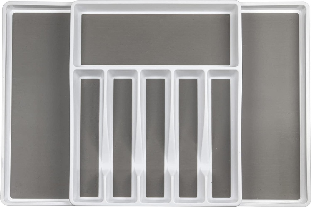 Expandable In Drawer Silverware Organizer By Eltow - Kitchen Storage Silverware Tray For Flatware Wide Cutlery Holder With 8 Compartments - Multipurpose Organizer Tray For Kitchen and Office Supplies