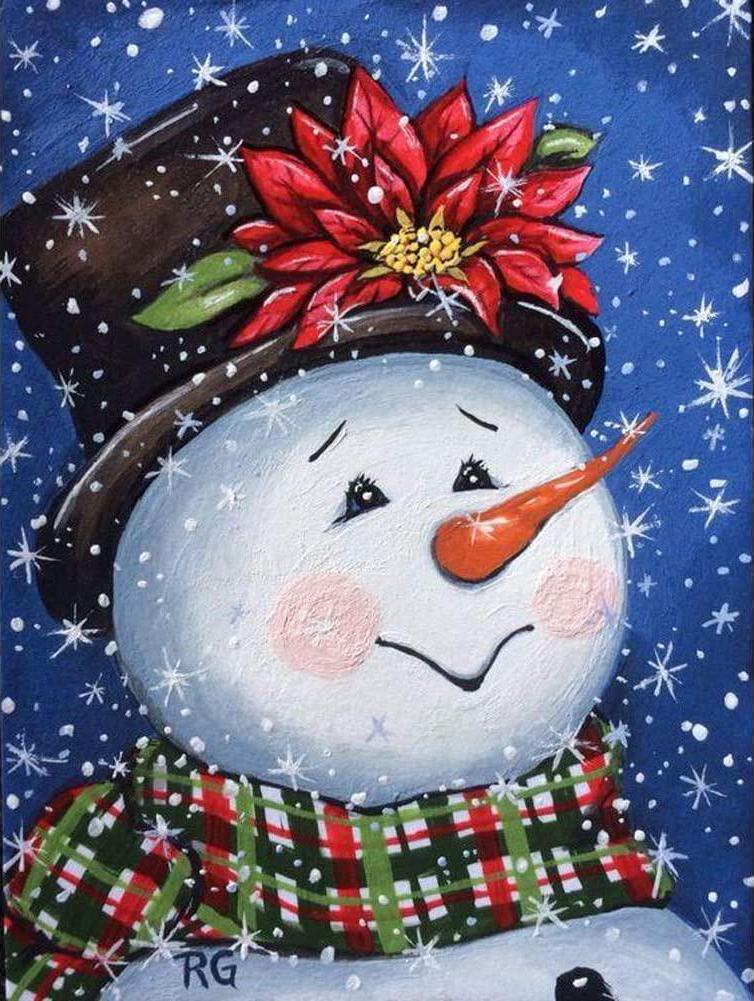 Snowman Diamond Painting Kits, Full Drill Diamond Painting with New Upgrade Toolkit Perfect for Parent Child Activity and Child Gift Diamond Painting Snowman 12x16inch