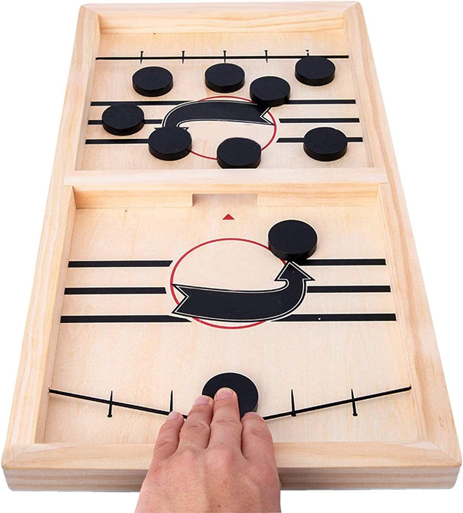 HELLO PAPAYA Fast Sling Puck Game,Wooden Hockey Game sling puck,Super Winner Game.Desktop Battle Wooden hockey table game,Adults and KidsFunny Slingshot Game toy.Foosball Winner Board Game-Middle Size