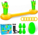 Chuiendi Inflatable Pool Volleyball Set, Floating Water Volleyball Net, Pool Float Set with Ring Toss, Swimming Pool Game Toys for Adults and Kids, Summer Floaties, Pool Party