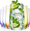 Colorful Drinking Glasses [Set of 6 | 14 Ounces]Colored Glass Cups with Heavy Weighted Base, Multi-Colored Glasses, Drinking Cups, Beer Glasses, Highball Glasses, Glass Tumbler, Cocktail Mixing Glass