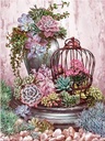DIY Diamond Painting Kits for Adults Full Round Birdcage Succulent Plants, Flower Picture Diamond Embroidery Home Decor Cross Stitch Art