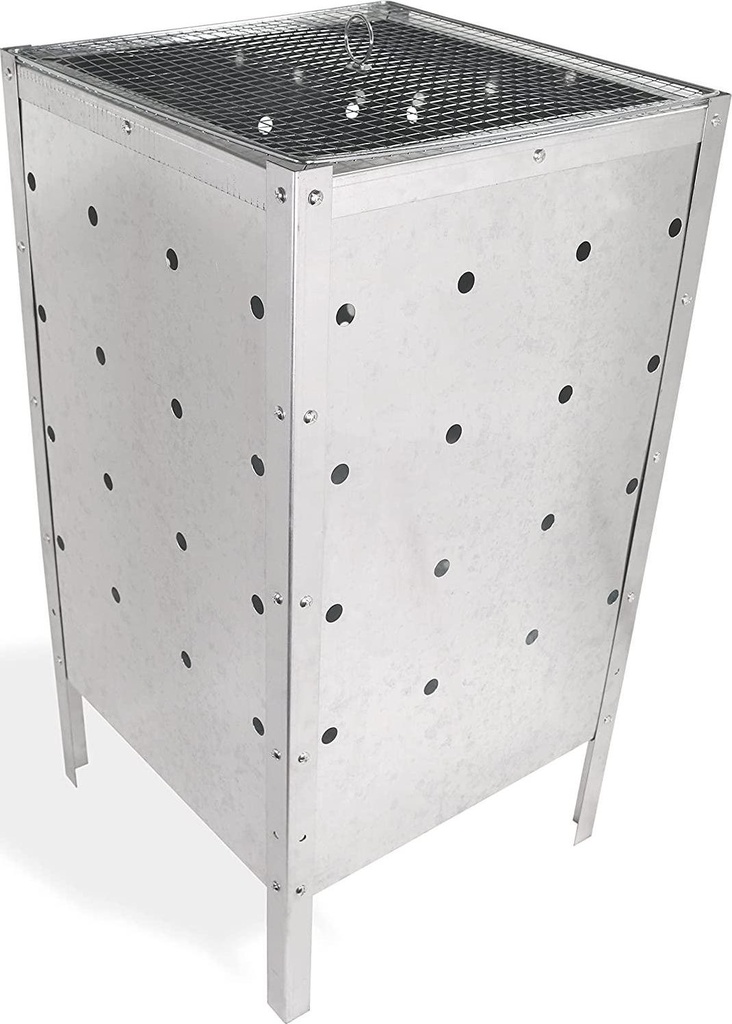 Marabuut Garden Waste Incinerator - Large 29 x 16 Square Galvanized Burn Barrel Trash Can - Used to Burn Yard Debris, Wood, Leaves, and Cardboard - Complete with Assembly Tools