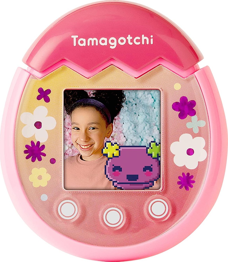 TAMAGOTCHI 42901 Bandai Pix-The Next Generation of Virtual Reality Pet with Camera, Games and Collectable Characters-Floral, Pink