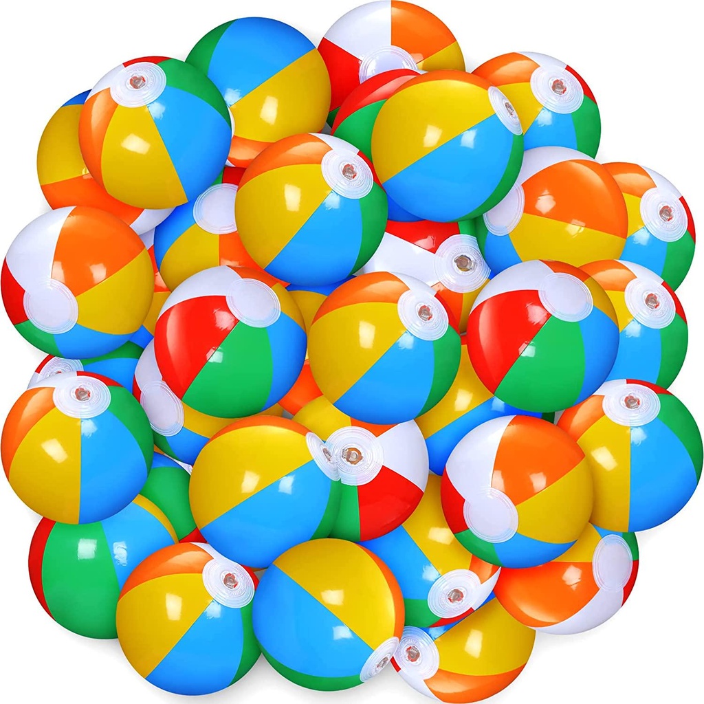 50 Pieces Inflatable Beach Balls 5 inch for The Pool Birthday Pool Party Favors for Boys Girls Blow Up Classic Rainbow Color Beachball Game Toys for Summer Parties