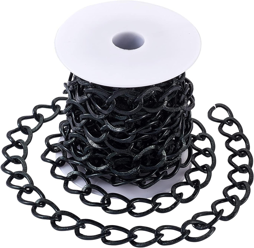 Pandahall 16.4 Feet Aluminium Curb Chains 20x15x1.8mm Unwelded Twisted Chains for DIY Bracelet Necklace Belt Jewelry Making (Black)