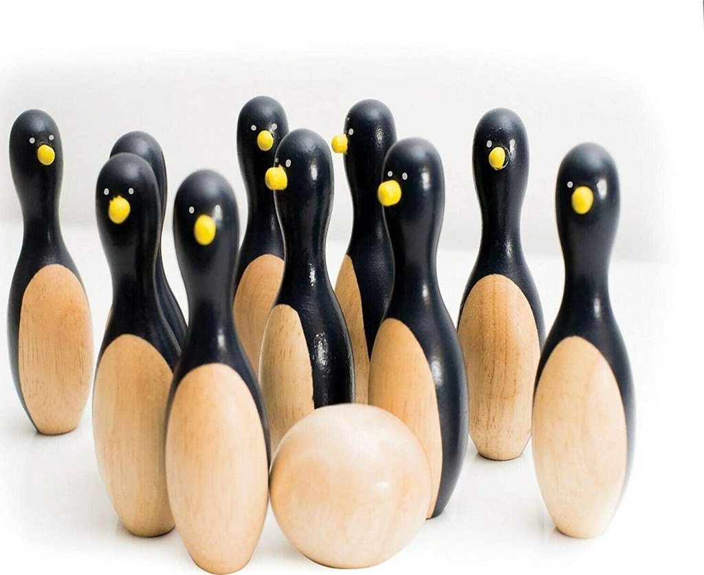 House of Marbles Penguin Bowling - 10 skittles , ball in fabric bag