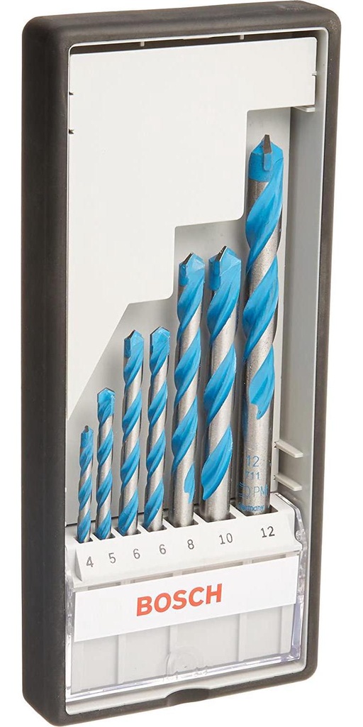 Bosch Professional 7-Piece CYL-9 Multipurpose Drill Bit Set (Multi Construction, Ø 4-12 mm, Accessories for Drills with Round Shank Drill Bit Socket)