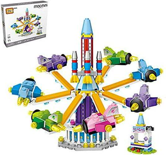 Playground Series Building Set, Pirate Ship, Ferris Wheel, Carousel, Mini DIY Building Blocks Model MOC Construction Toy. (Not Compatible with Small Particle Bricks) (Spinning Plane)