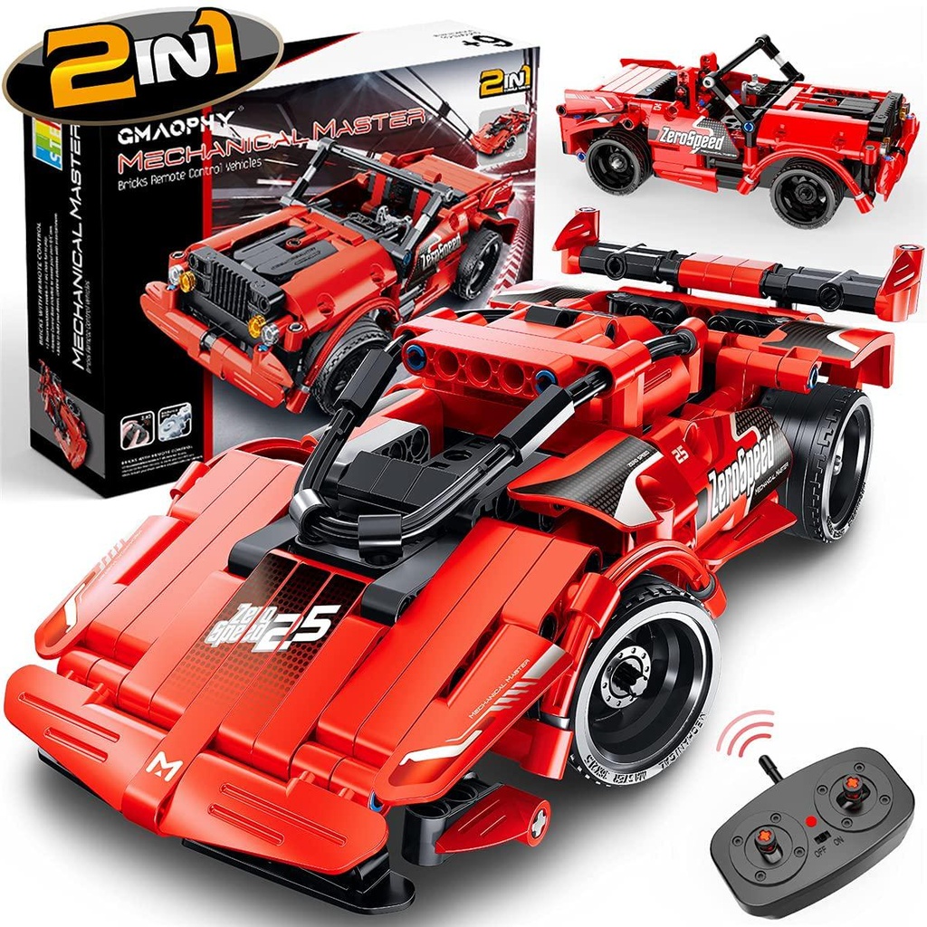 STEM Toy Building Toys Gifts for Age 6, 7, 8, 9, 10, 11, 12 Years Old Kids Boys Girls, 2 in 1 Remote Control Racing Car Racecar Building Blocks, 351 Pcs DIY Building Kits, Engineering Construction Toy