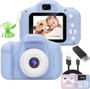 Kids Camera, 8.0 MP FHD Digital Video Recorder Shockproof Action Cameras with 2 Inch IPS Screen and 32GB SD Card for Girls Boys Gifts Blue
