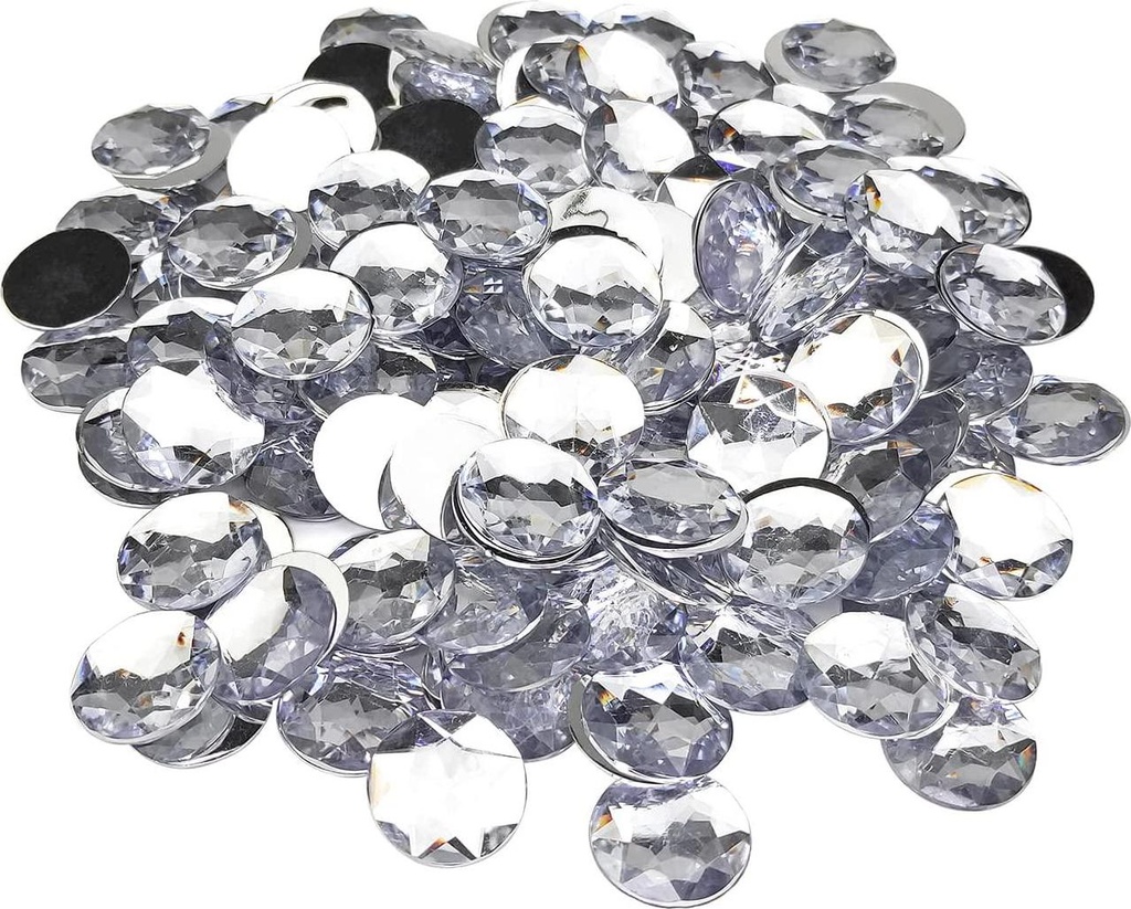 200 Pieces 1 inch(25mm) Circle Diamond Jewels Flat Back Round Acrylic Rhinestones Crystal Circle Gems for Crafts Costume Jewelry Making Cosplay Jewels