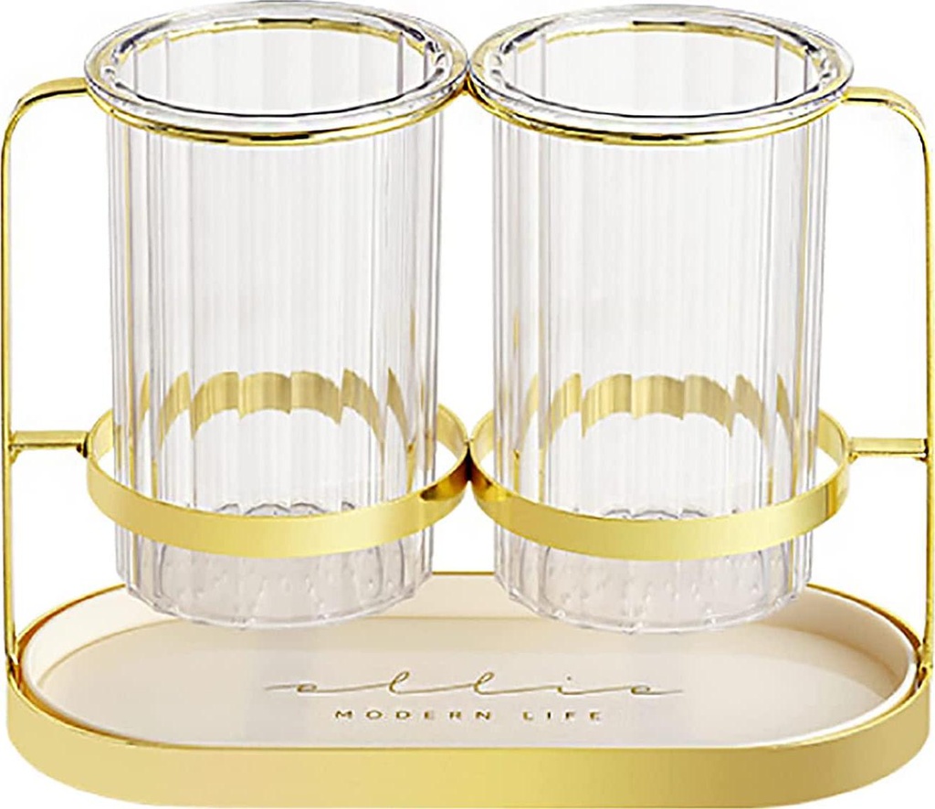 Kitchen Utensil Caddy, Plastic Draining Chopstick Cage Silverware Caddy for Party, Utensil Holder Flatware Caddy Cutlery Storage Organizer for Kitchen Decor and Countertop, Gold and White