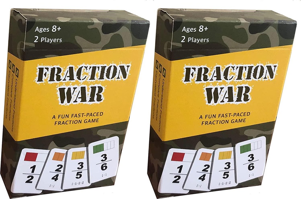 Fraction War Math Game - Fun Math Game to Learn, Compare and Simplify Fractions for 2nd Grade, 3rd Grade, 4th Grade, 5th Grade (2 Pack)