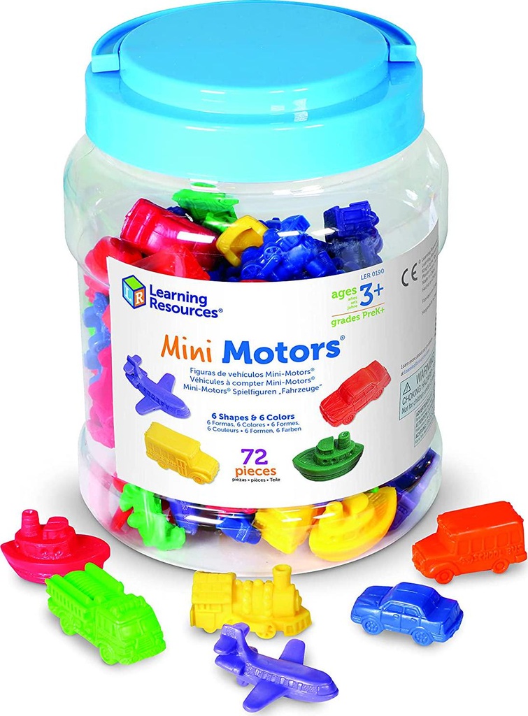 Learning Resources Mini Motors Counting and Sorting Fun Set, Early Math Skill, Set of 72, Ages 3+