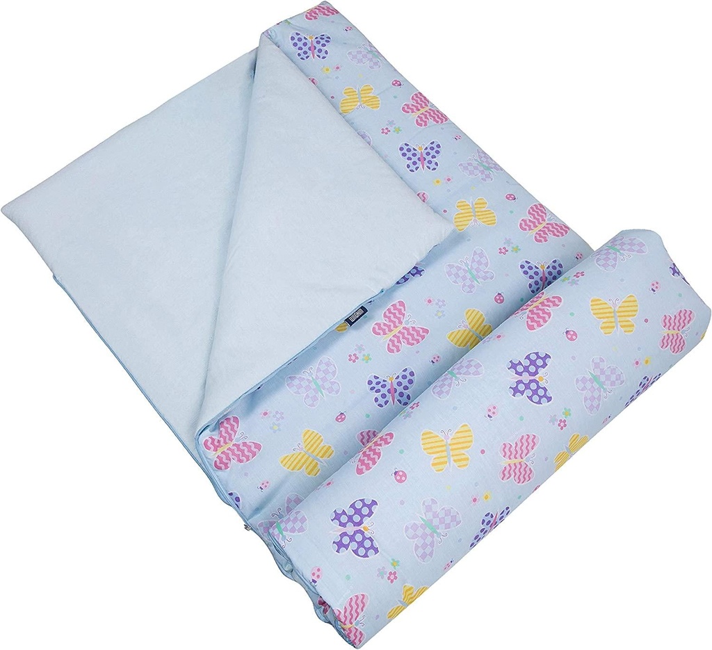 Wildkin Kids Sleeping Bags for Boys and Girls, Measures 57 x 30 x 1.5 Inches, Cotton Blend Materials Sleeping Bag for Kids, Ideal for Parties, Camping and Overnight Travel (Butterfly Garden)