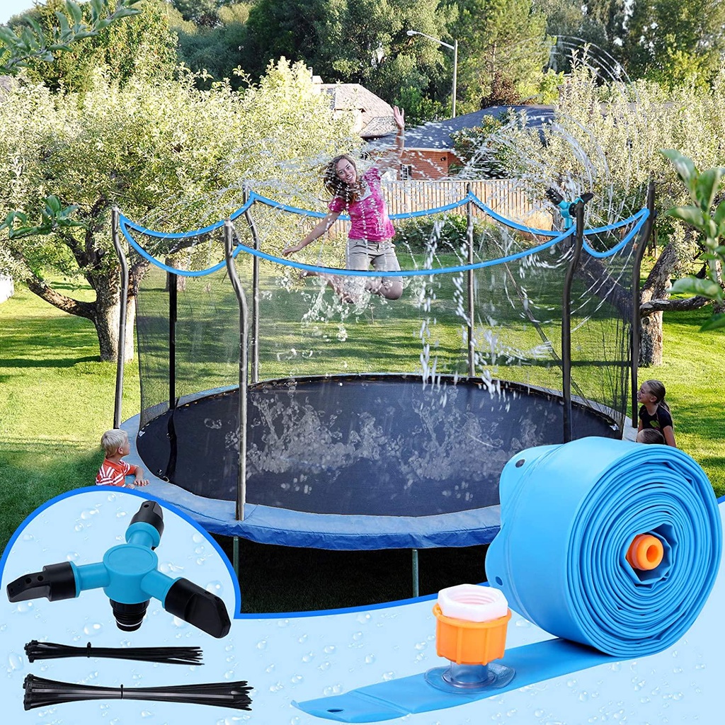 HQGZQL Trampoline Sprinkler, Trampoline Sprinkler for Kids Trampoline Spray Hose with Rotate Sprinkler Outdoor Summer Trampoline Water Park Sprinkler Toys Boys Girls(Blue, 39.4 ft)