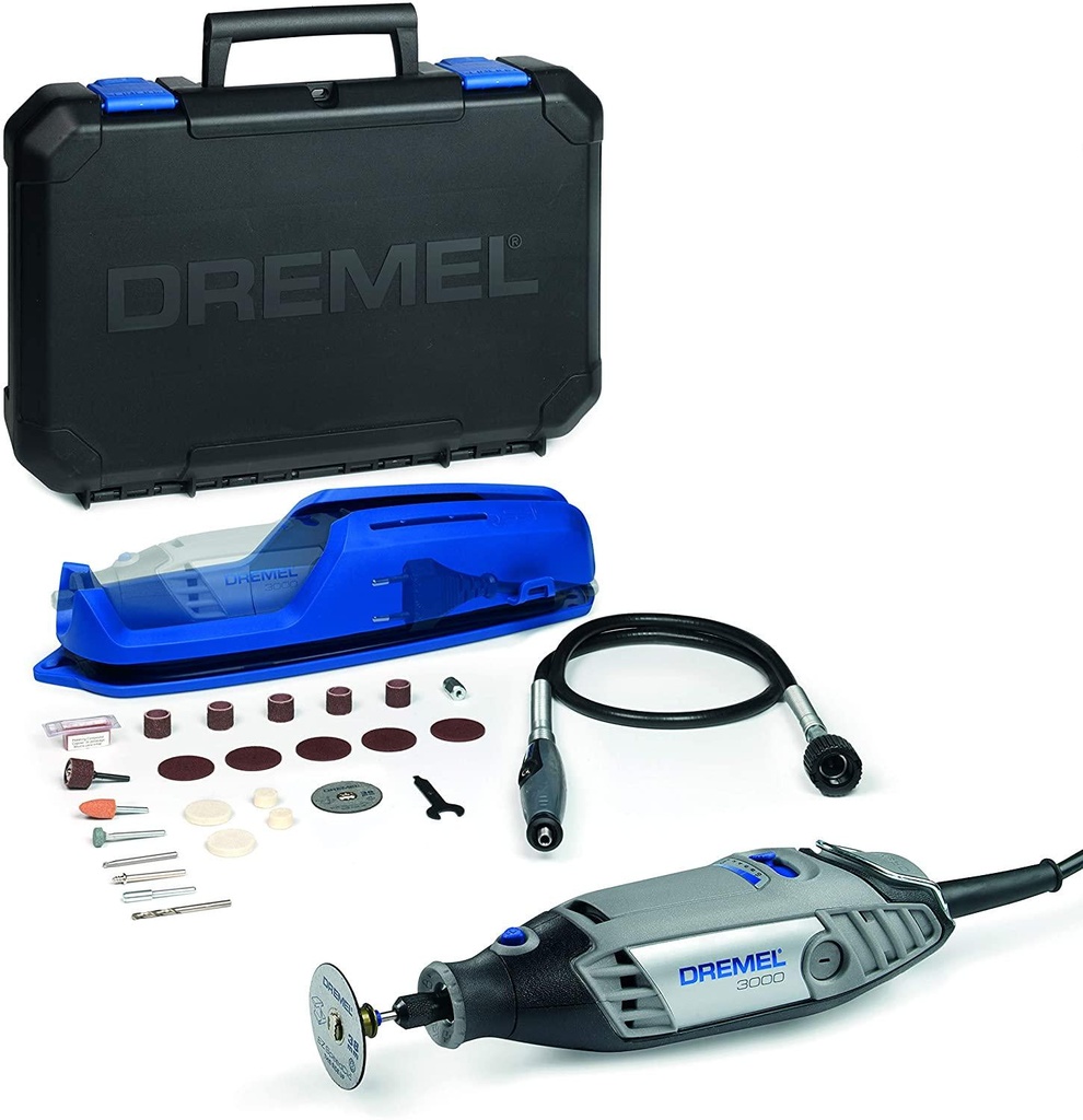 Dremel 3000 Rotary Tool 130 W, Multi Tool Kit with 1 Attachment 25 Accessories, Variable Speed 10.000-33.000 RPM