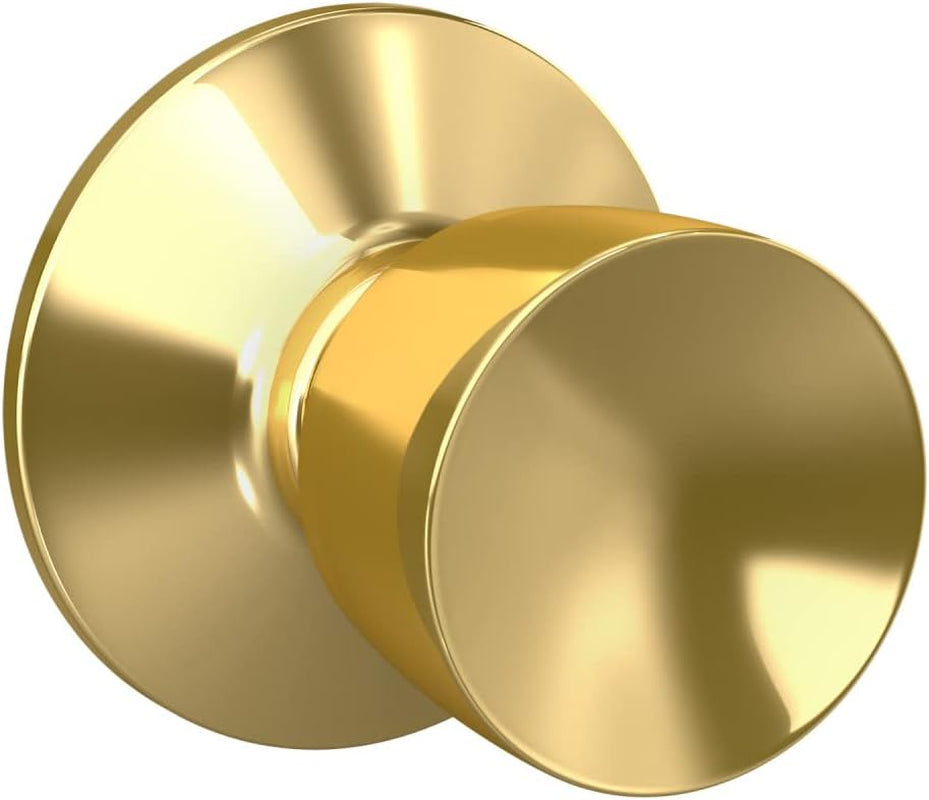 Schlage F10 V BEL 605 Bell Door Knob, Hall & Closet Passage Lock, Bright Brass