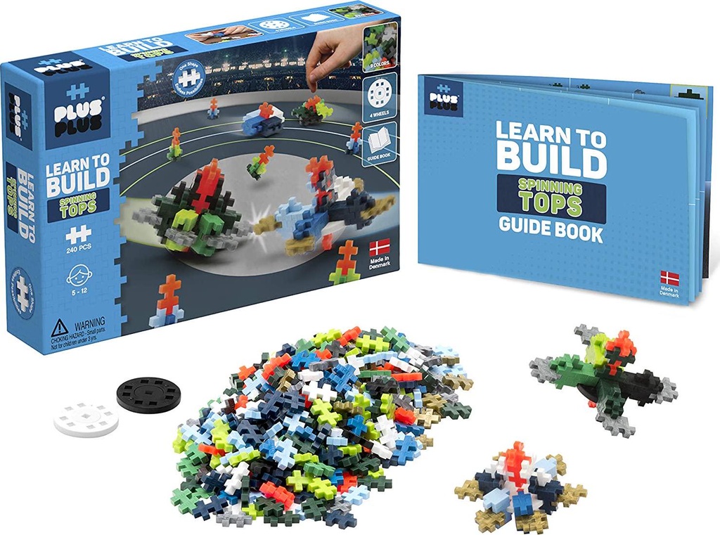 PLUS PLUS - Learn to Build Spinning Tops, 240 Pieces - Construction Building Stem / Steam Toy, Interlocking Mini Puzzle Blocks for Kids