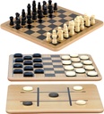 Regal Games Reversible Wooden Checkers / Tic-Tac-Toe Board Game with 24 Interlocking Wooden Checkers, for Ages 8 to Adult