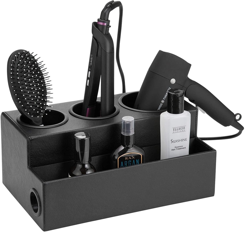 JackCubeDesign Hair Dryer Holder Hair Styling Product Care Tool Organiser Bath Supplies Accessories Tray Stand Storage Bathroom Vanity Countertop with 3 Holes(Black) :MK154C