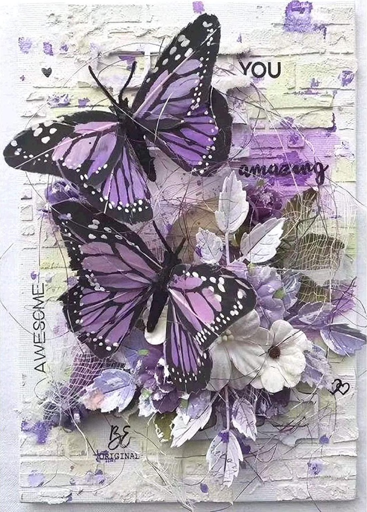 FEGAGA 5D Flower Diamond Painting Kits for Adults Full Drill Paint with Diamond Art Butterfly Animal Painting by Number Kits Home Wall Decor (11.8X15.7inch)
