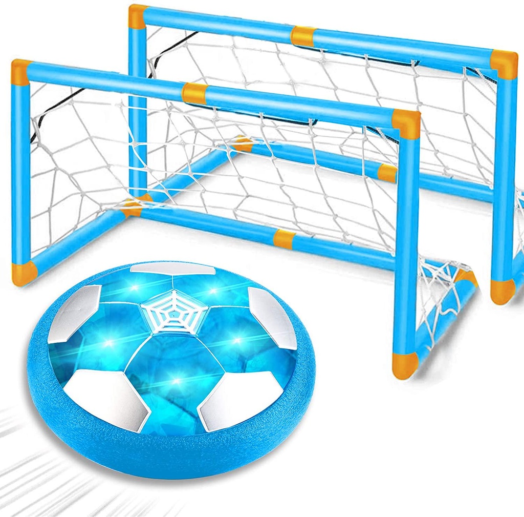 iGeeKid Hover Soccer Ball Kids Toys Air Soccer Rechargeable with 2 Preinstall Goals LED Light Floating Football Foam Bumper Kids Indoor Outdoor Sports Holiday Toys for Girls Boys Age 3-14