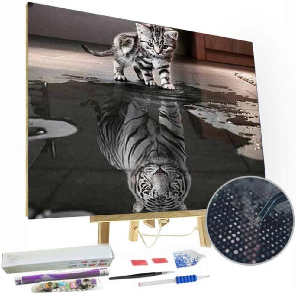ARTISTRY RACK 5D DIY Diamond Painting Kits for Adults for Home Wall Decor Art Perfect for Relaxation (Cat's Reflection)