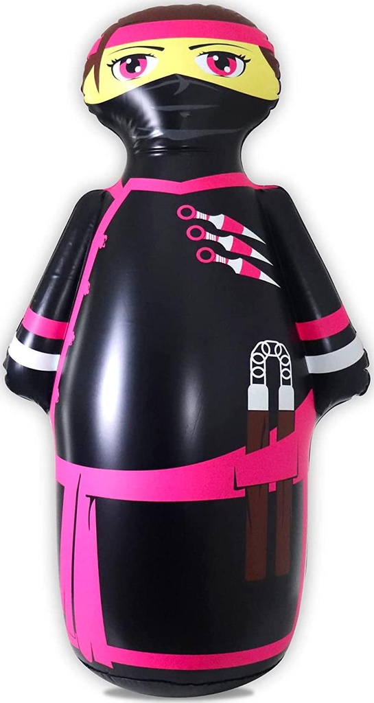 J&A's Inflatable Dudes Ninja Girl (Kuno) 47 Inches - Bop Bag | Kids Punching Bag | Inflatable Toy | Boxing - Premium Vinyl- Base is Already Filled with Sand for Bounce-Back Action! Weighted Bottom