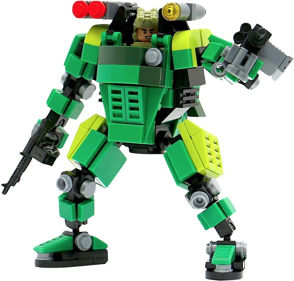 MyBuild Mecha Frame 5 Green Trooper MF05-G01 Building Toy with Cockpit Design Frame System and Mini Soldier Figure All Bricks Compatible with Other Major Brands