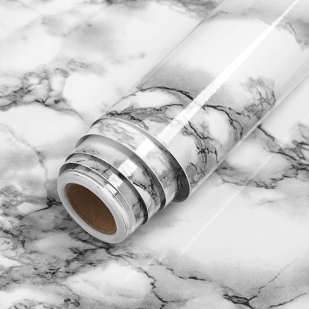 LaCheery 24 x160 Faux Marble Contact Paper Peel and Stick Wallpaper Decorative Gray Marble Adhesive Film for Cabinets Backsplash Shelf Liner Dresser Furniture Removable Granite Countertops Sticker