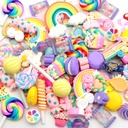 David accessories 100pcs Random Slime Charms Cute Set Resin Charms Mixed Assorted Candy Sweets Resin Flatback Slime Beads Making Supplies for DIY Flatback Resin, Candy Set Ornaments by Randomly