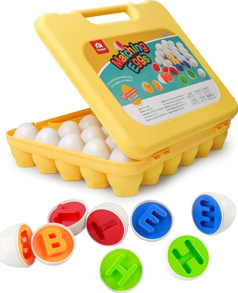 Coogam Letters Matching Eggs 26PCS ABC Alphabet Color Recoginition Sorter Puzzle Easter Travel Game Uppercase Learning Educational Fine Motor Skill Montessori for 3 Year Old Boys Girls